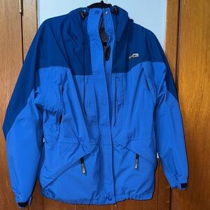 REI Gore-Tex XCR Two-Tone Blue Outdoor COAT/JACKET 7 pockets Women’s LARGE